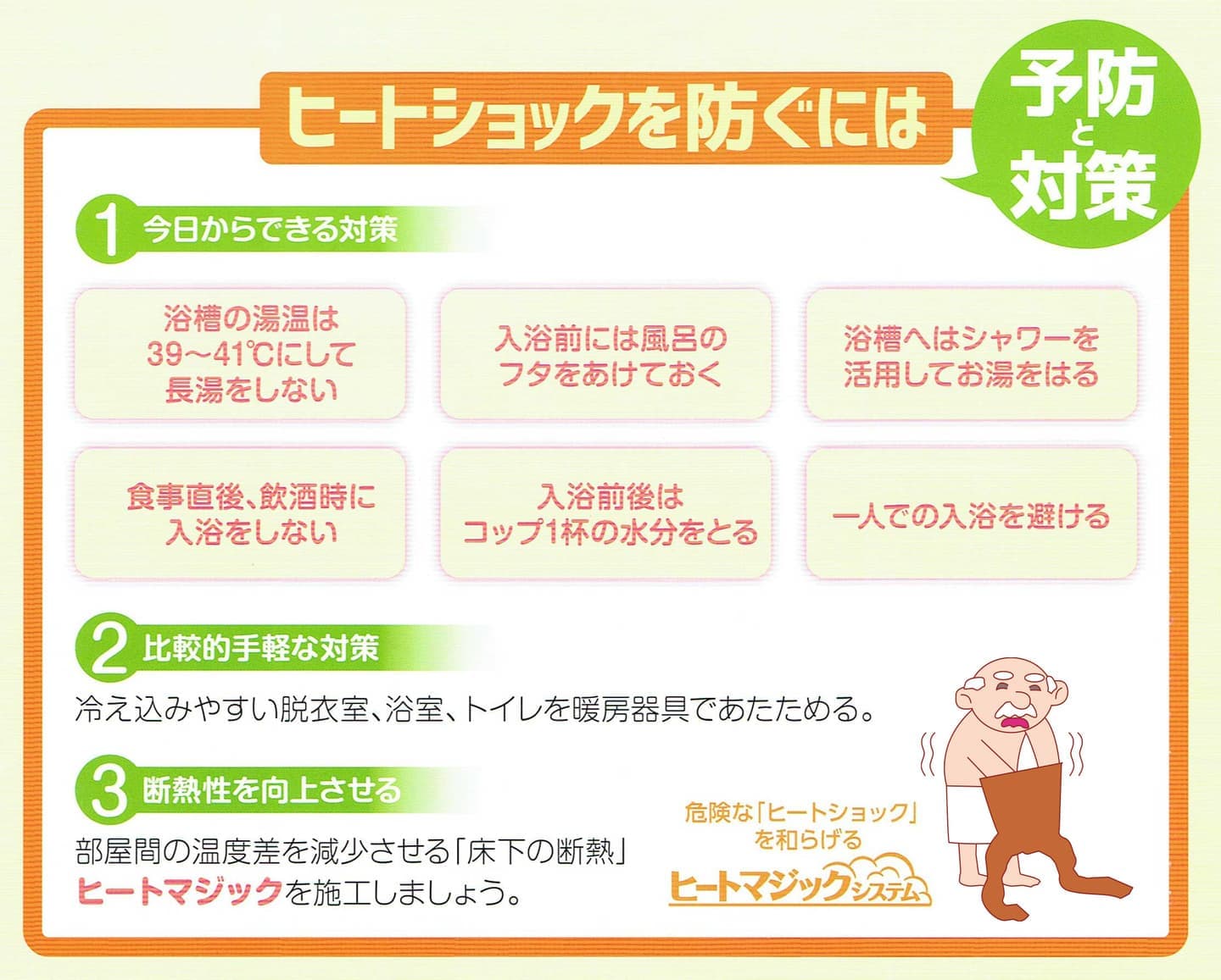 ヒートショックを防ぐにはショックを防ぐには